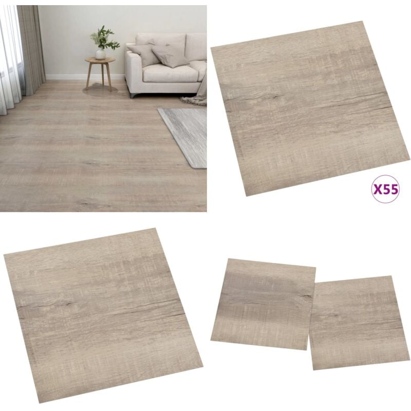 Dalles de plancher autoadhésives 55 pcs pvc 5,11 m² taupe - Carrelage Pvc - Dallettes De Sol - Planchers Autocollants - Revêtement De Sol Intérieur