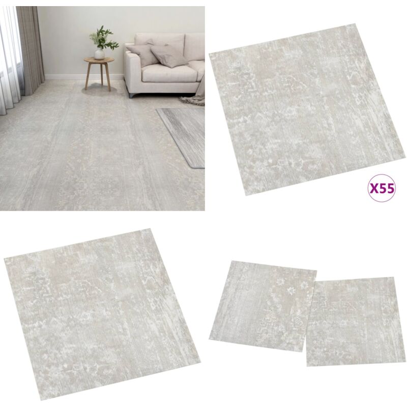 Dalles de plancher autoadhésives 55 pcs pvc 5,11 m² gris clair - Carrelage Pvc - Dallettes De Sol - Planchers Pvc - Revêtement De Sol - Carreau De