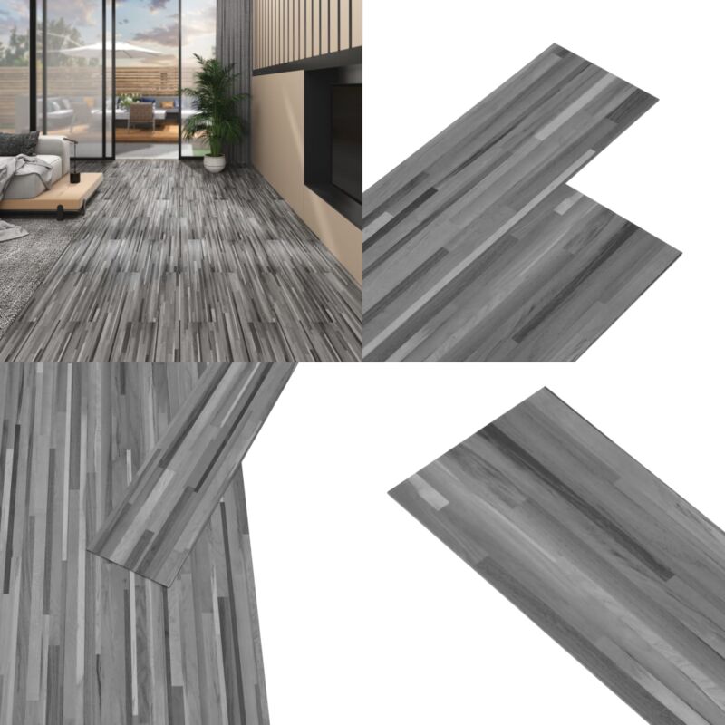 Dalles de plancher pvc 4,46 m² 3 mm autoadhésif gris rayé - Carrelage Pvc - Dallettes De Sol - Planchers Autocollants - Revêtement De Sol Intérieur