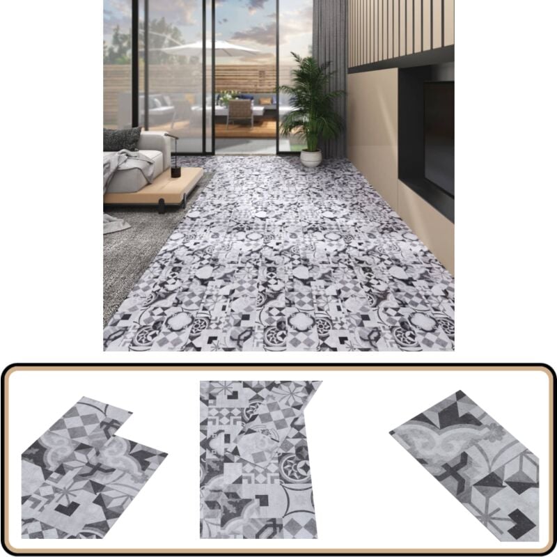 Planches de plancher pvc 4,46 m² 3 mm Autoadhésif Motif de gris - Carrelage Pvc - Planchers Pvc - Revêtement De Sol Pvc - Dallettes Pvc - Carrelage