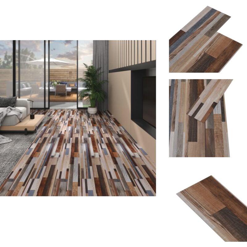 Planches de plancher PVC 4,46 m² 3 mm Autoadhésif Multicolore - Carrelage Pvc - Planchers Pvc - Revêtement De Sol Pvc - Dallettes Pvc - Revêtement