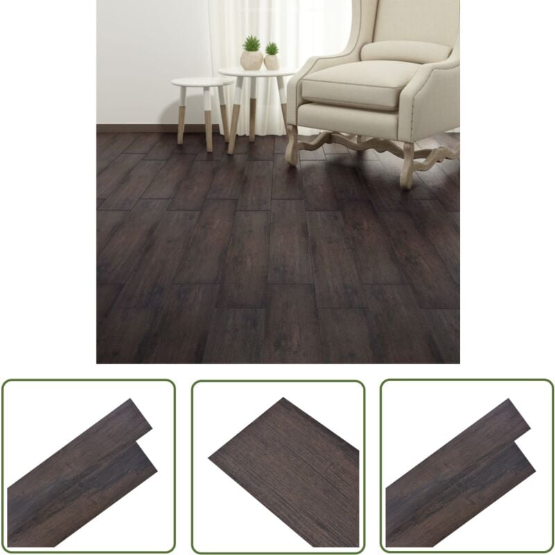 The Living Store Planches de plancher pvc autoadhésif 2,51 m² 2 mm Marron foncé - Carrelage Pvc - Planchers Pvc - Revêtement De Sol - Carreau