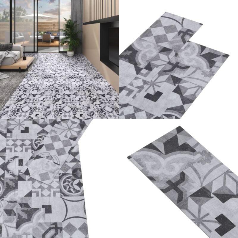 Planches de plancher pvc 5,02 m² 2 mm Autoadhésif Motif de gris - Carrelage Pvc - Planchers Pvc - Revêtement De Sol Pvc - Carreau Pvc - Dallette Pvc