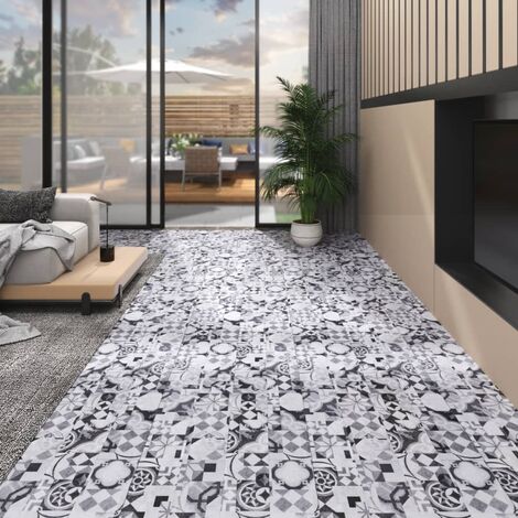 Planches de plancher PVC 5,26 m² 2 mm Motif de gris