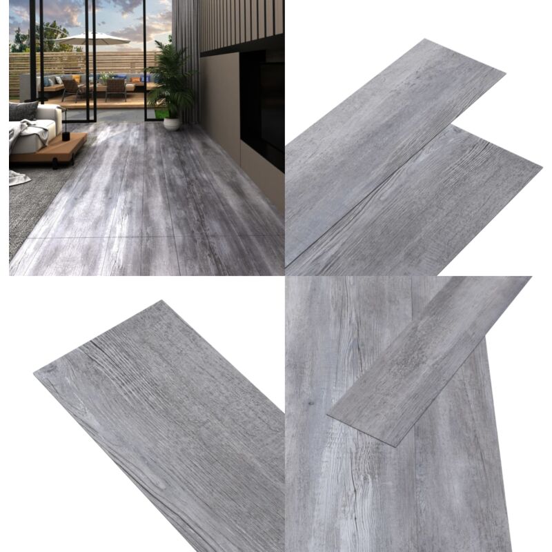 Planches de plancher pvc autoadhésif 2,51 m² 2 mm Gris bois mat - Carrelage Pvc - Carreau Pvc - Revêtement De Sol Pvc - Parquet Pvc - Sol Pvc - Home