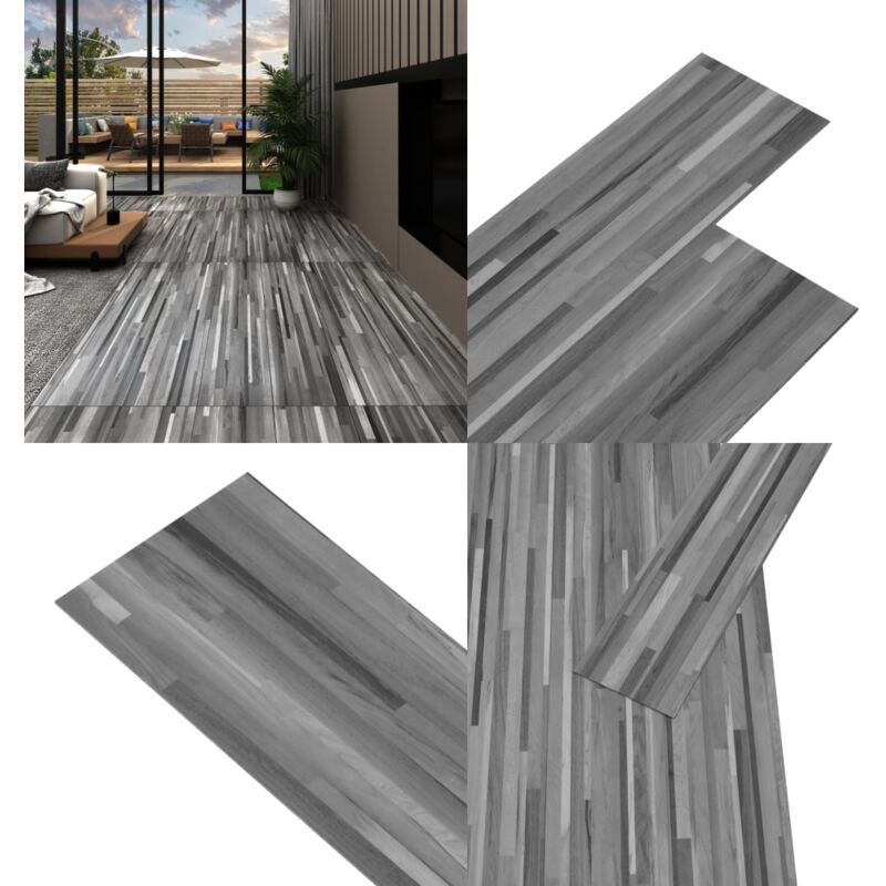 Planches de plancher pvc autoadhésif 2,51 m² 2 mm Gris rayé - Carrelage Pvc - Carreau Pvc - Revêtement De Sol Pvc - Parquet Pvc - Sol Pvc - Home &