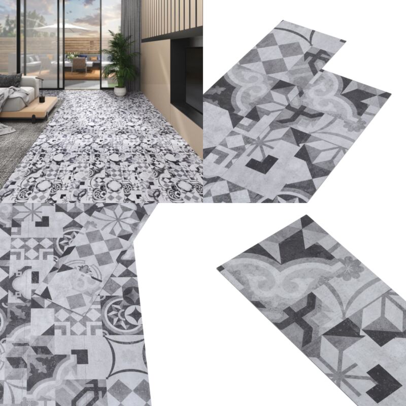 Planches de plancher pvc Non auto-adhésif 5,26 m²2mm Motif gris - Carrelage Pvc - Parquet Pvc - Revêtement De Sol Pvc - Plancher Pvc - Sol Facile