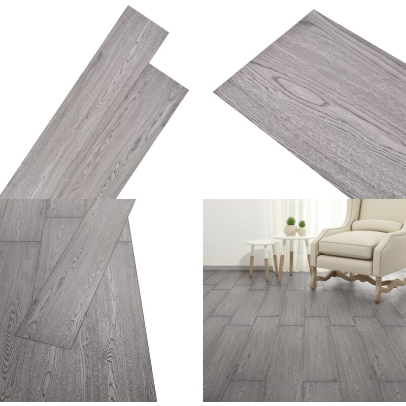 Planches de plancher pvc Non auto-adhésif 5,26m² 2mm Gris foncé - Parquet Pvc - Carrelage Pvc - Sols Pvc - Revêtement De Sol - Plancher Imitation