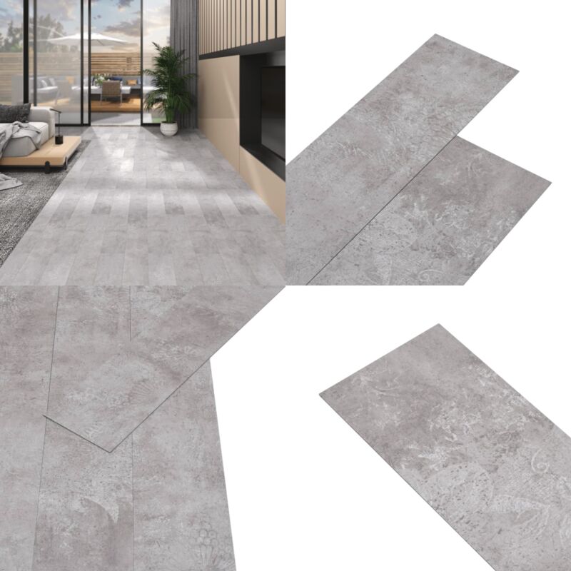 Planches de plancher pvc Non auto-adhésif 5,26m² 2mm Gris terre - Parquet Pvc - Carrelage Pvc - Revêtement De Sol Pvc - Plancher Facile Installation