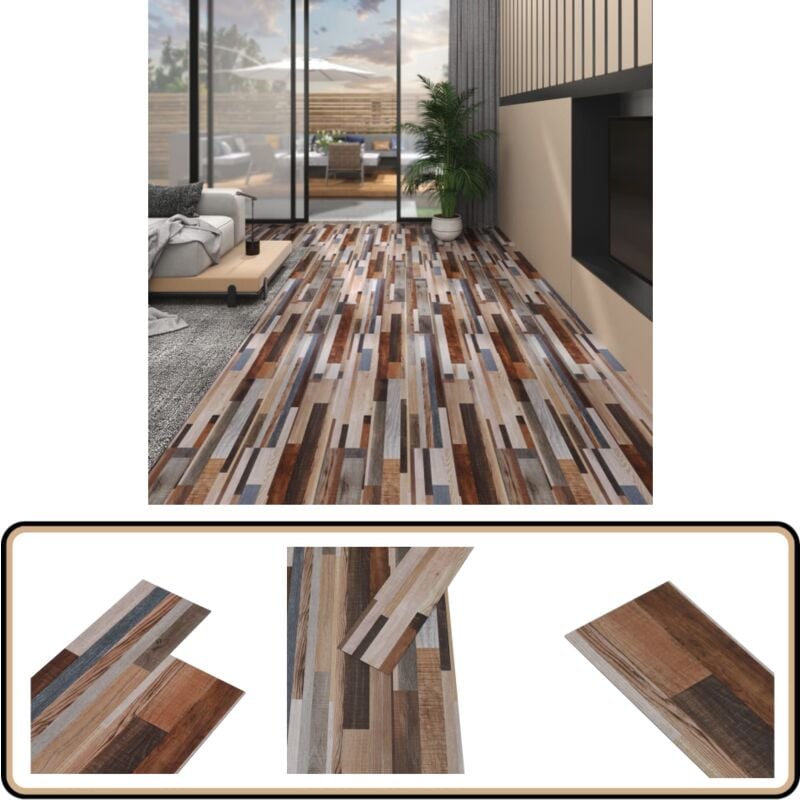 Planches de plancher pvc Non auto-adhésif 5,26m² 2mmMulticolore - Carrelage Pvc - Parquet Pvc - Revêtement De Sol Pvc - Plancher Pvc - Sol Facile
