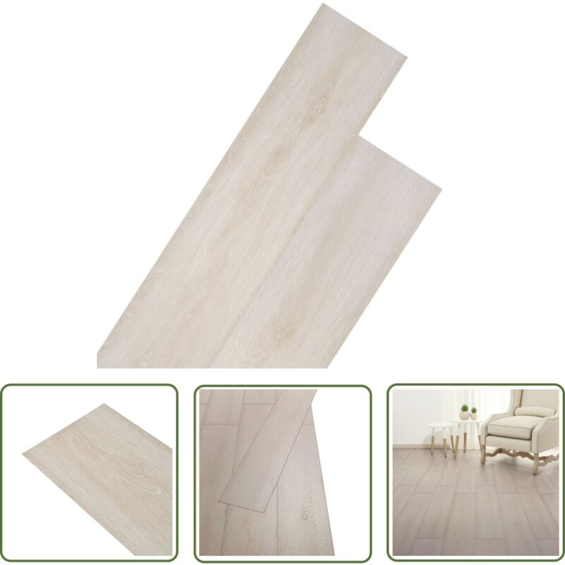 The Living Store Planches de plancher pvc Non auto-adhésif Chêne blanc classique - Parquet Pvc - Revêtement De Sol Pvc - Plancher Pvc - Carrelage