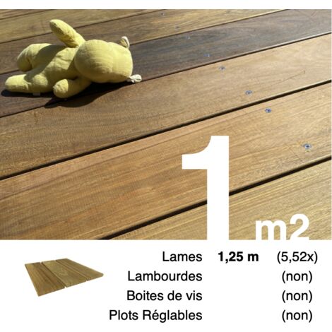 Planches de terrasse bois exotique IPE pour 1 m² • Longueur 1,25 m