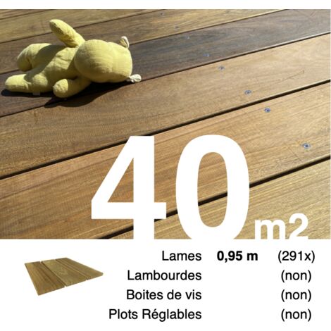Planches de terrasse bois exotique IPE pour 40 m² • Longueur 0,95 m • Livraison gratuite