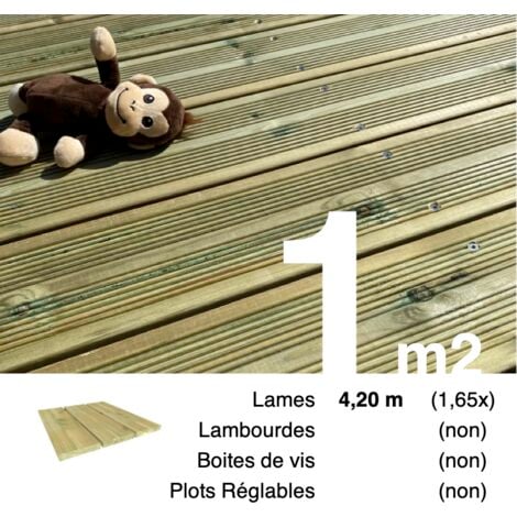 Planches de terrasse Pin autoclave Vert pour 1 m² • Longueur 4,2 m