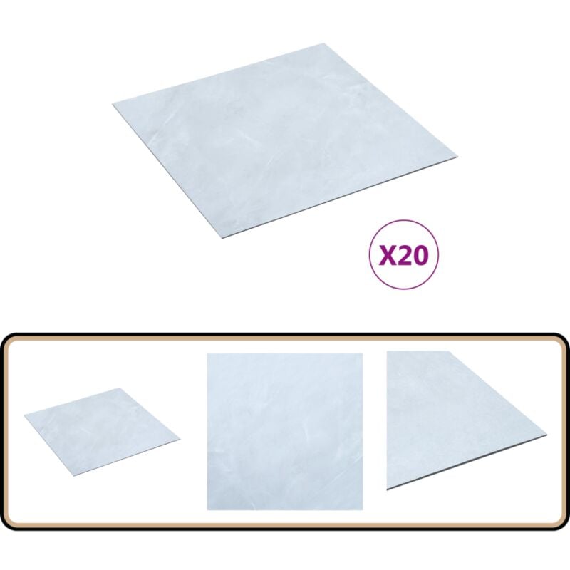 Planches plancher autoadhésives 20 pcs pvc 1,86 m² Marbre blanc - Carrelage Pvc - Planchers Pvc - Dallettes Pvc - Revêtement De Sol - Sol Intérieur
