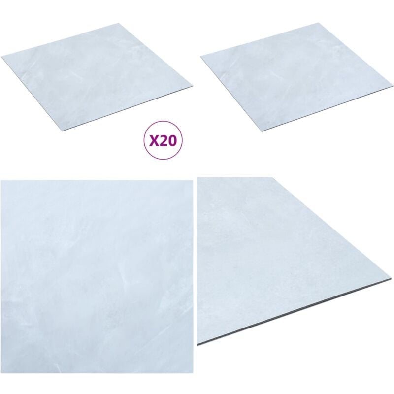 Planches plancher autoadhésives 20 pcs pvc 1,86 m² Marbre blanc - Carrelage Pvc - Planchers Pvc - Dallettes Pvc - Revêtement De Sol - Sol Intérieur