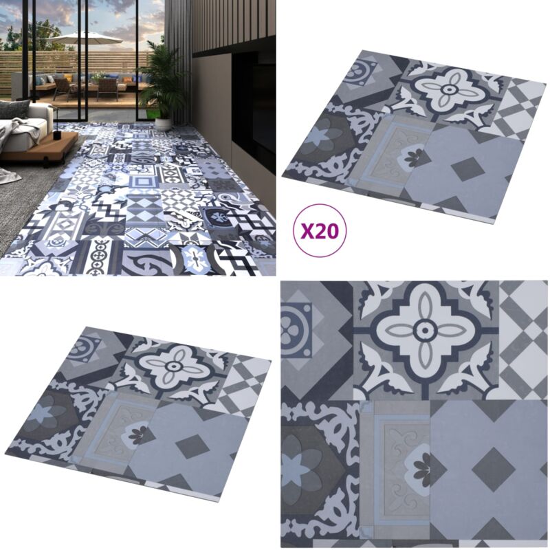 Dalles de plancher autoadhésives 20pcs pvc 1,86 m² motif coloré - Carrelage Pvc - Dallettes De Sol - Planchers Autocollants - Revêtement De Sol
