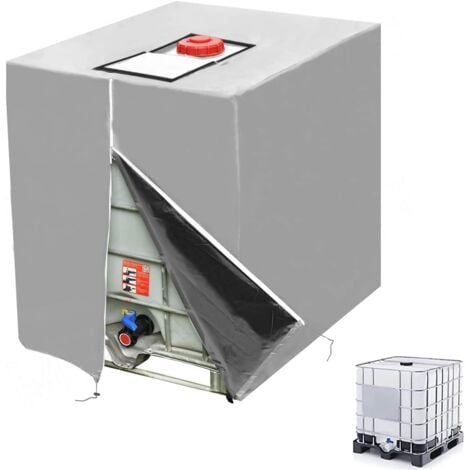 MEMKEY Plane für 1000 l IBC-Tank, 210D-Wassertankabdeckung, Anti-UV-Anti-Staub-IBC-Tankbehälterabdeckung, IBC-Tank-Schutzabdeckung mit Reißverschluss (116 x 100 x 120 cm)