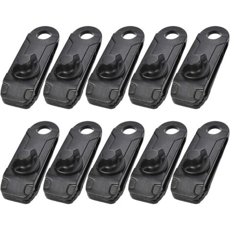 Planen-Clips, 10 Stück Planen-Nylon-Schnappclip, multifunktional, langlebig, langlebig, Campingzelt, Markise, Baldachin, Spannwerkzeug zum Festhalten von Plane, Sonnenschutz (schwarz)