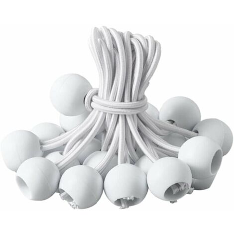 Planenspanner, Kugelspanner, elastischer Spanner für Pavillons, Planen, Camping, Zelte, Vorhänge, Verlängerungsgurt (20 Stück Weiß - 20 cm)