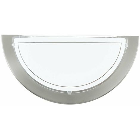 Aplique de pared interior Eglo Planet 1 60W Forma Ovalada 29×15 cm. Dormitorio y vestíbulo. Estilo clásico. Acero, Vidrio y Vidrio lacado. Color blanco, cromado y plata - Blanco, Cromado, Plata