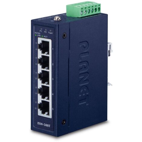 Planet IP30 Compact - 5-Port Fast Ethernet Switch 10/100TX (-4075°C), ISW-500T