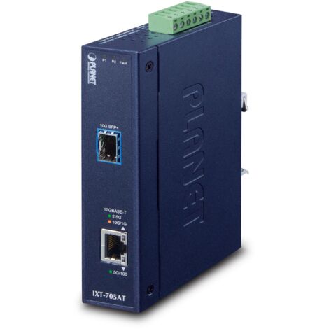 PLANET Technology Planet IXT-705AT - 20000 Mbit/s - IEEE 802.3ab,IEEE 802.3ae,IEEE 802.3an,IEEE 802.3bz,IEEE 802.3u,IEEE 802.3x - 100,1000,2500,5000,10000 Mbit/s - Complète - Demi - SFP+ - Avec fil