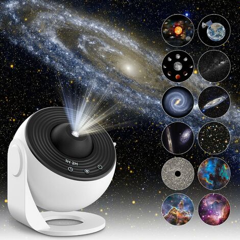 Planetarium-Sternprojektor, Galaxie-Projektor, realistisches Sternenhimmel-Nachtlicht mit 12 Film-Discs, Sonnensystem-Konstellation Mond für Kinderzimmer, Wohnzimmer