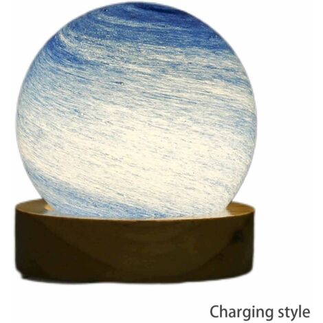 Planetenlampe – Umweltfreundliches Glas und Holz mit 3 Farben und stufenloser Dimmfunktion – Einzigartiges Galaxie- und Mondlampen-Design für romantische Dekorationen