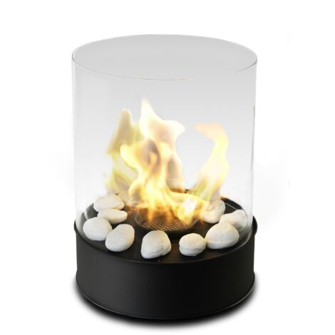 Planika – Chantico, chimenea redonda de mesa a bioetanol, compacta y portátil, ideal para diferentes superficies y ambientes interiores y exteriores.