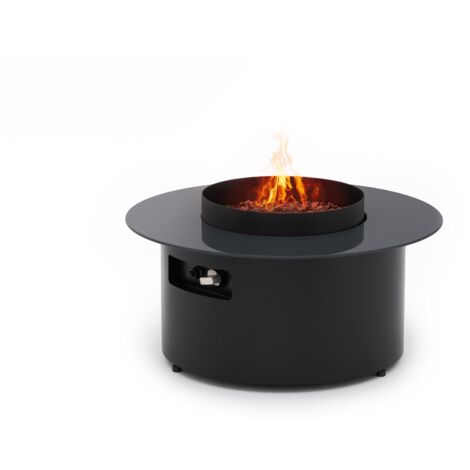 Planika Dot - mesa baja 2 en 1 con chimenea. Estufa alimentada por gas propano en cartucho. Potencia de calefacción 8 kW, duración de combustión 4 horas.