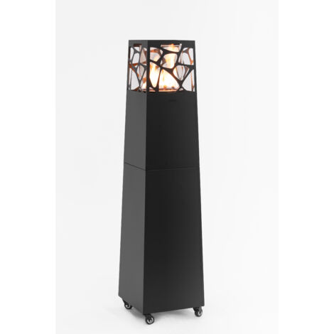 Planika – Pyramid, chauffage de terrasse au gaz moderne, cheminée d’extérieur, jardin (Noir)