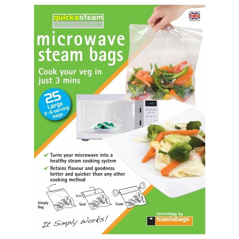Planit quickasteam Microwave Steam Bags Large Pack 25 -