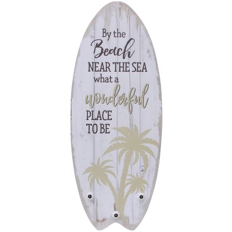 Plankenschild Wanddeko Beach mit 3 Haken