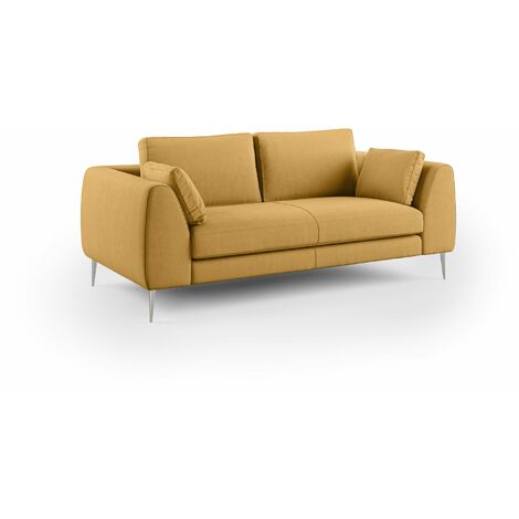 Plano Divano moderno in microfibra tecnica smacchiabile T11 196 cm giallo