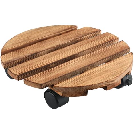 Plant Caddy Mobile Heavy Duty Verrouillable paissie Support de Plante Roulante en Bois avec Roues Universelles pour Intérieur Extérieur Rond