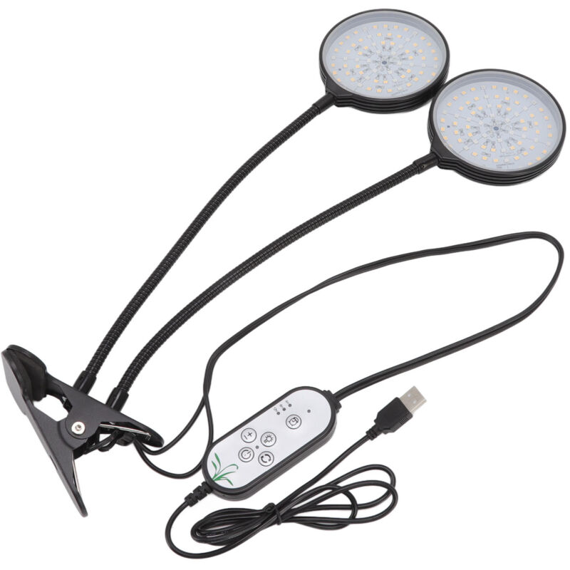 Plant Grow Light Timing 5 Niveaux Dimmables tanche Double Tête 30W USB Alimenté LED Plante Lampe avec Clip Base