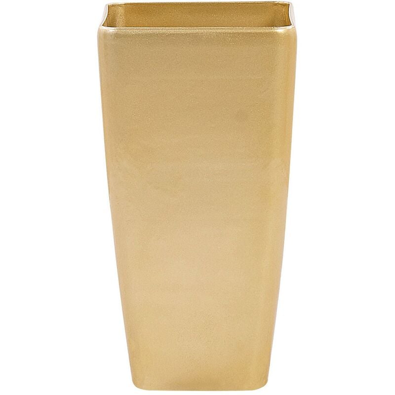 Beliani - Modern Tall Flower Pot Outdoor Indoor Planter Stone 30x30x57 cm Gold Modi