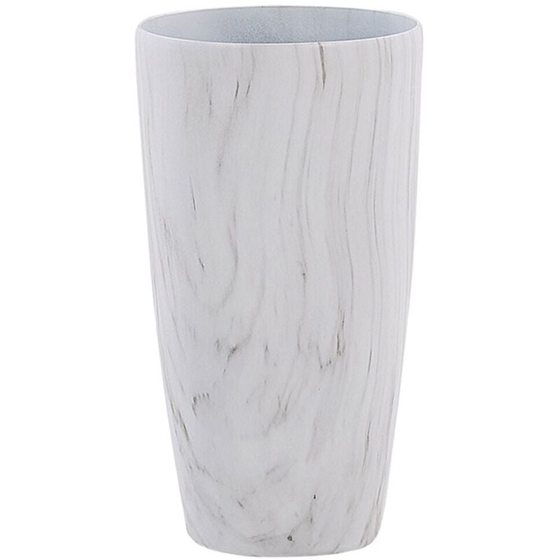 Beliani - Outdoor Indoor Plant Flower Pot Tall Round 32 cm Marble Effect Limenari