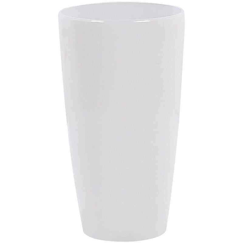 Beliani - Outdoor Indoor Plant Flower Pot Tall Round 32 cm High Gloss White Tseria