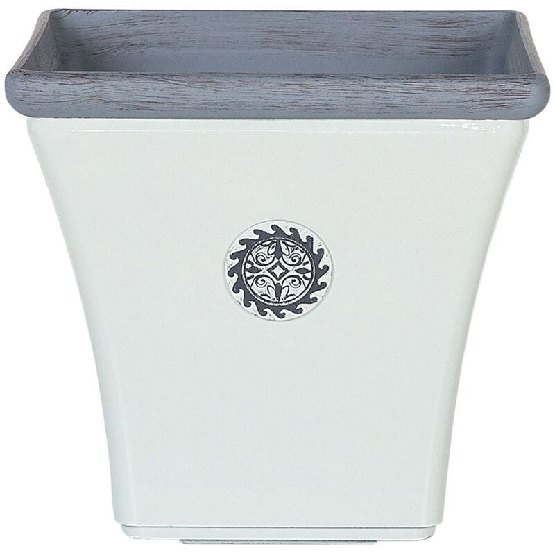 Beliani - Flower Pot Outdoor Indoor Planter Stone UV Resistant 37x37x35 cm White Elateia