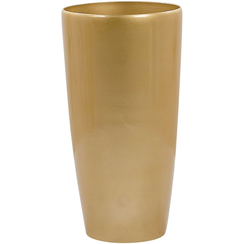 Beliani - Outdoor Indoor Plant Flower Pot Tall Round 40 cm High Gloss Gold Tseria