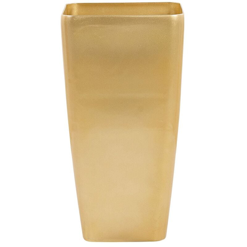 Beliani - Modern Tall Flower Pot Outdoor Indoor Planter Stone 40x40x76 cm Gold Modi