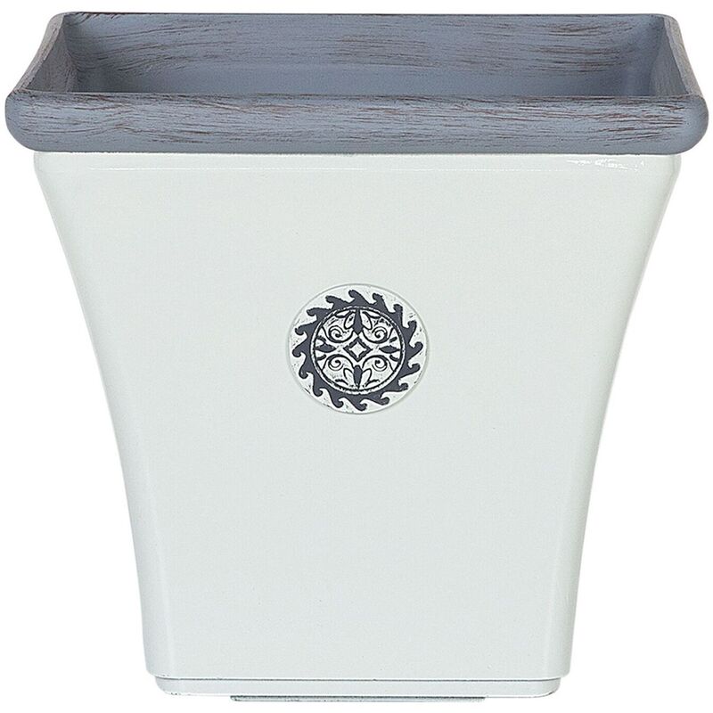 Beliani - Flower Pot Outdoor Indoor Planter Stone UV Resistant 43x43x39 cm White Elateia