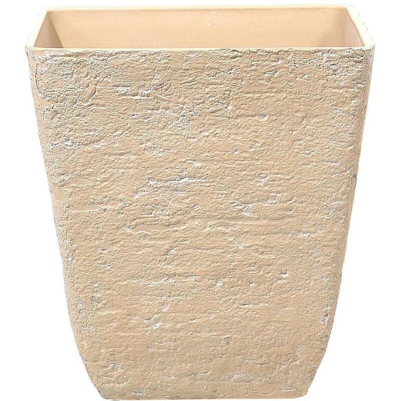 Square Outdoor Planter Pot Stone Raw 49 x 53 cm Beige Delos