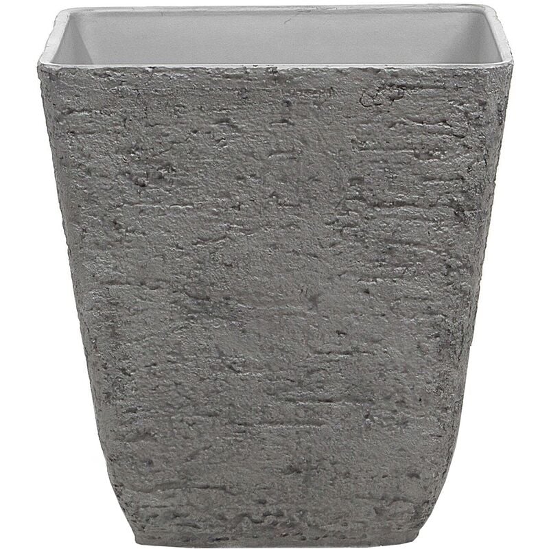 Square Outdoor Planter Pot Stone Raw 49x53 cm Grey Delos