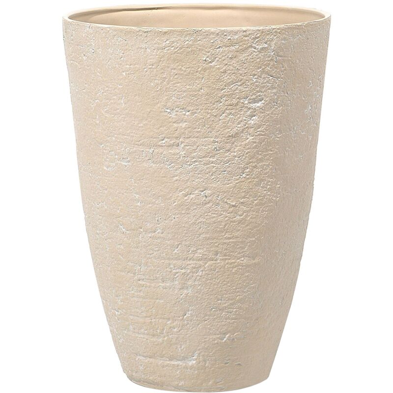 Flower Planter Tall Stone Garden Plant Pot Indoor Outdoor Beige 51x71 cm Camia