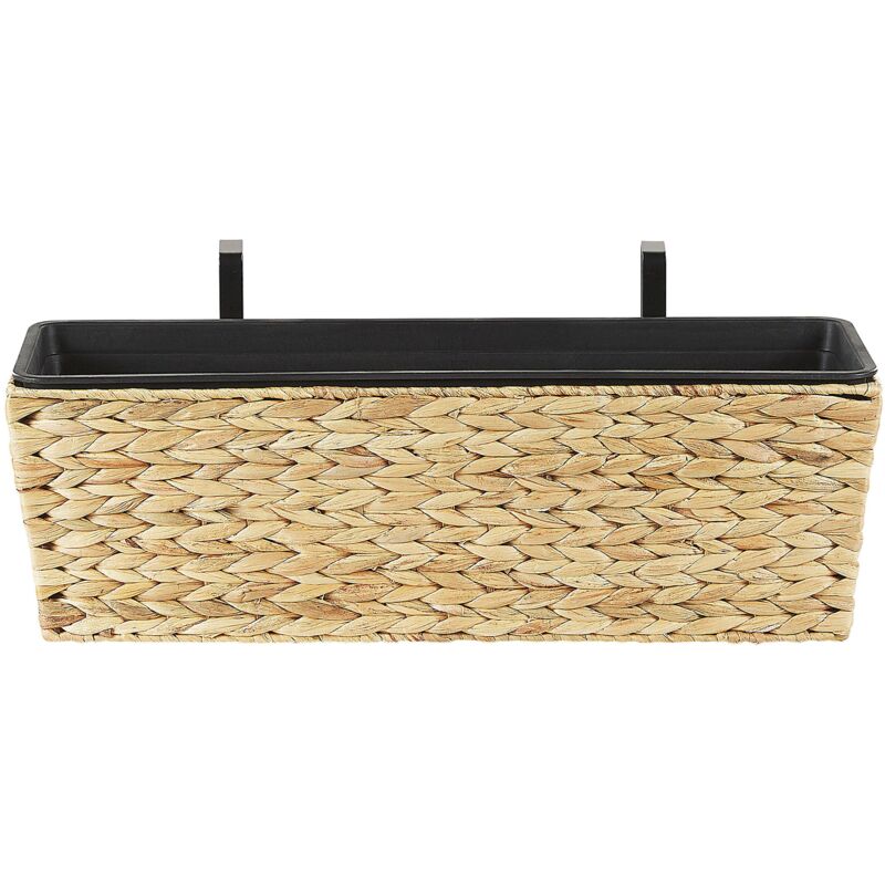 Beliani - Plant Pot Beige Indoor Outdoor Water Hyacinth Weave Handles 60 x 20 cm Kawala