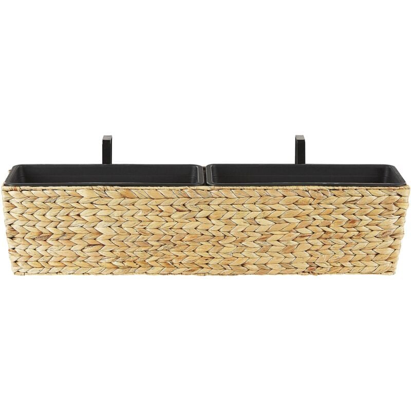 Beliani - Plant Pot Beige Indoor Outdoor Water Hyacinth Weave Handles 80 x 20 cm Kawala