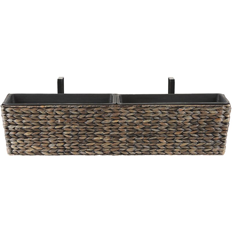 Beliani - Plant Pot Brown Indoor Outdoor Water Hyacinth Weave Handles 80 x 20 cm Kawala